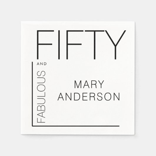 Modern Vijftig en Fabulous Bold 50ste verjaardagsf Servet (Voorkant)