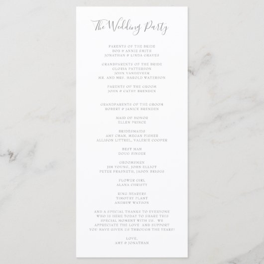 Modern Vines Botanical Wedding Program Programma (Achterkant)