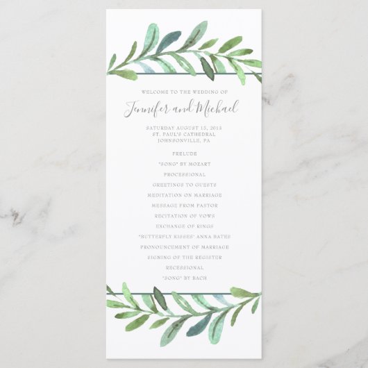 Modern Vines Botanical Wedding Program Programma (Voorkant)