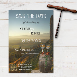 Modern Vineyard or Winery QR Save the Date Card