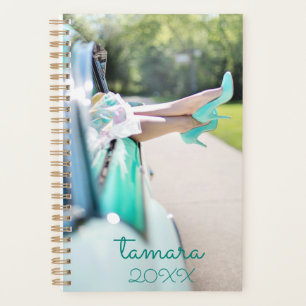 Modern Vintage-autowrak Groene op hoge hoogte Retr Planner