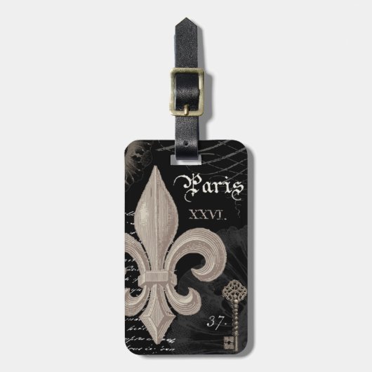 modern vintage fleur de lis bagagelabel (Voorkant verticaal)