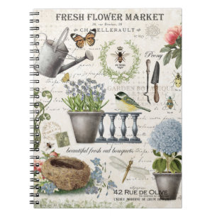 Modern Vintage french farmhouse flower garden Notitieboek