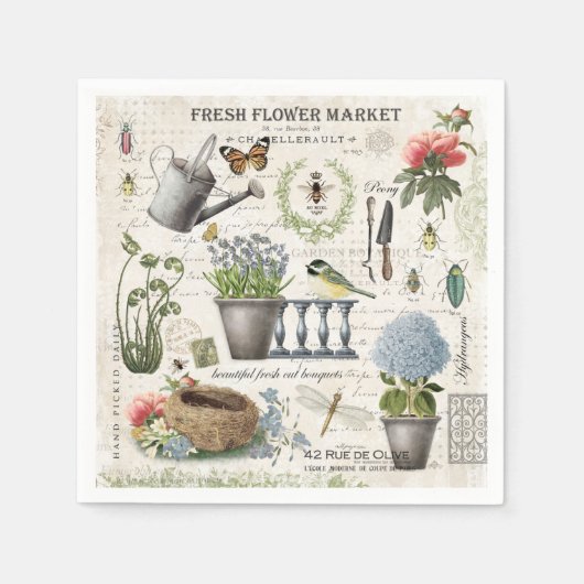 Modern Vintage french farmhouse flower garden Servet (Voorkant)