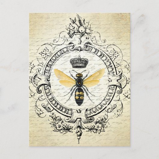 Modern vintage french queen bee briefkaart (Voorkant)