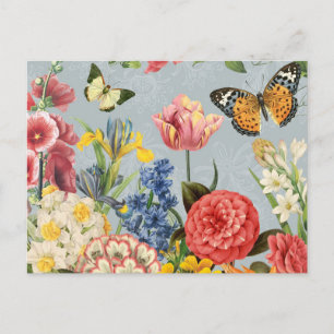 modern vintage multl botanical flowers briefkaart