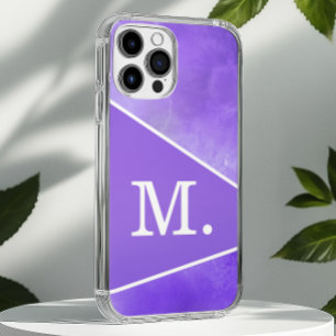 Modern violet blauw monogram iPhone 16 pro max hoesje