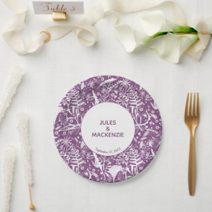 Modern Violet Graphic Floral Botanical Wedding Papieren Bordje