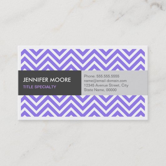 Modern Violet Paars ZigZag Chevron Pattern Visitekaartje (Voorkant)