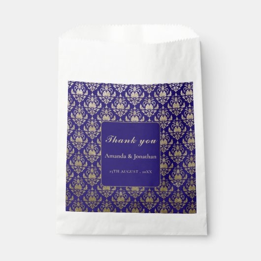 Modern Violet Paarse en gouden Patroon Bruiloft Bedankzakje (Voorkant)