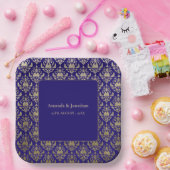 Modern Violet Paarse en gouden Patroon Bruiloft Papieren Bordje (Feest)