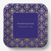 Modern Violet Paarse en gouden Patroon Bruiloft Papieren Bordje (Voorkant)