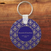 Modern Violet Paarse en gouden Patroon Bruiloft Sleutelhanger (Voorkant)