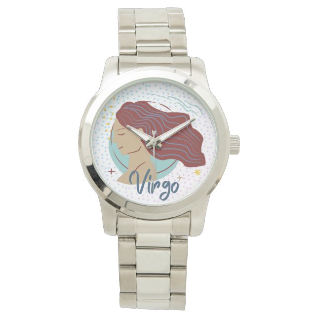 Modern Virgo Woman Zodiac Horloge (Voorkant)