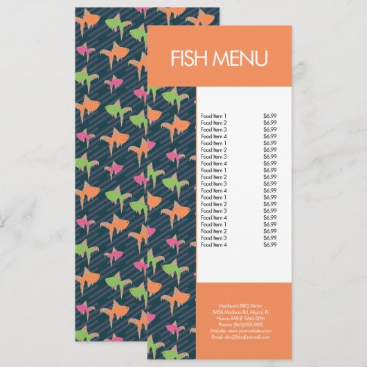 Modern Vis Restaurant Menu Patroon (Voorkant / Achterkant)
