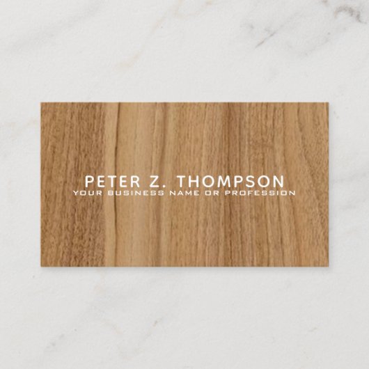 Modern visitekaartje dat houtnerf simuleert (Voorkant)