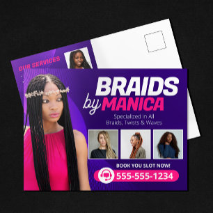 Modern Vlecht Salon Haar Extensies Vlechten Pruike Briefkaart