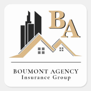 Modern Voeg je eigen Logo Professional Black Gold  Vierkante Sticker