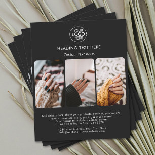 Modern Voeg uw Logo typografie Photo Grid Zwart Flyer
