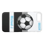 Modern Voetbal Blue gepersonaliseerde iPhone 7 Hoe Case-Mate iPhone Case (Achterkant (Horizontaal))