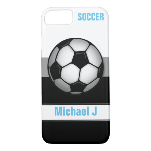 Modern Voetbal Blue gepersonaliseerde iPhone 7 Hoe Case-Mate iPhone Case (Achterkant)