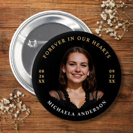 Modern voor altijd in ons hart begrafenis / gedenk ronde button 5,7 cm