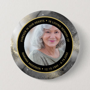 Modern Voor Altijd in Onze Harten Zwart & Goud Her Ronde Button 7,6 Cm