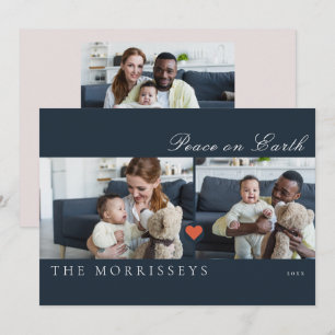 Modern Vrede Op Aarde Script 3 Foto Feestdagenkaart