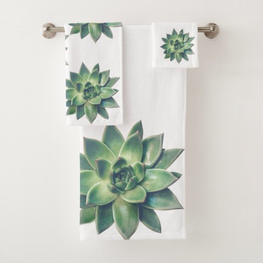 Modern vriendelijk groen Succulent Plant op wit Bad Handdoek (Insitu)
