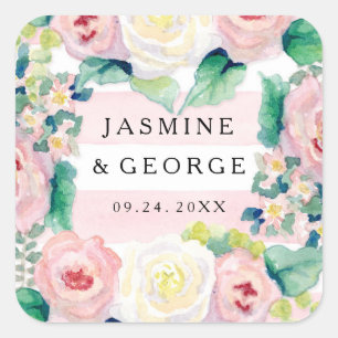 MODERN Vrijgezellenfeest — brede strips met Rozen Vierkante Sticker