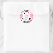 modern vrijgezellenfeest voor roze en zwarte feest ronde sticker (Tas)