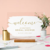 Modern Vrijgezellenfeest Welkom Gouden Witte Verf Acryl Bord (Huwelijk)