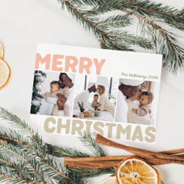 Modern vrolijk kerstjaar in Review 3 Foto Feestdagenkaart