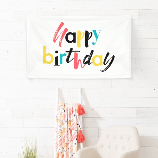 Modern, vrolijk ontwerp van "Happy Birthday" Spandoek (Insitu)