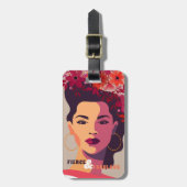 Modern Vrouw Abstract Portret FIERCE & FABULOUS Bagagelabel (Voorkant verticaal)