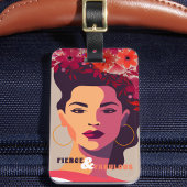 Modern Vrouw Abstract Portret FIERCE & FABULOUS Bagagelabel