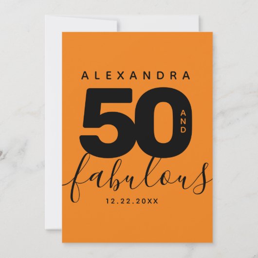 Modern Vrouwelijk Oranje 50 en Fabulous Kaart (Achterkant)
