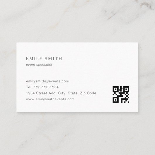 Modern Vrouwelijk Sage Monogram QR-code Visitekaartje (Achterkant)