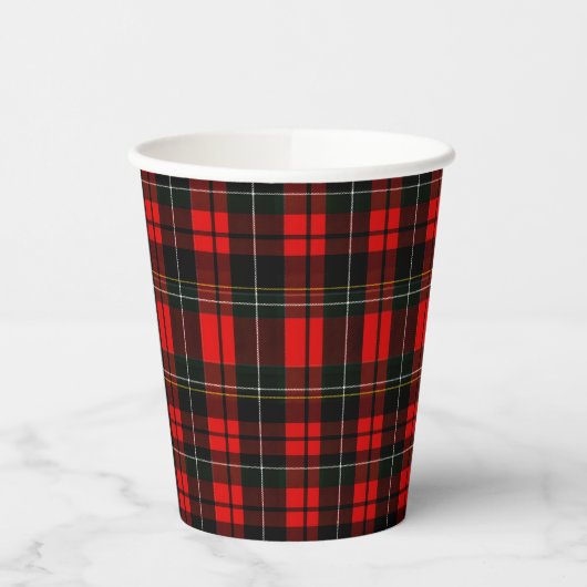 Modern Wallace Red Scottish Tartan Plaid Pattern Papieren Bekers (Links)