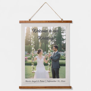 Modern Warm Neutraal 26x36 Foto Trouwbord Hangend Wandkleed