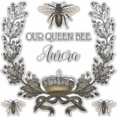 Modern Warm Sepia Krans Queen Bee Baby Sticker (Voorkant)
