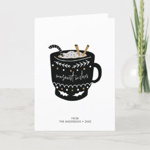 Modern Warmest Wishes Hot Cocaca Holiday Card Feestdagen Kaart