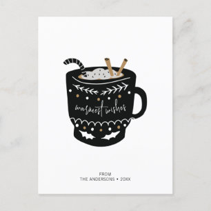 Modern Warmest Wishes Hot Cocoa Holiday Briefkaart