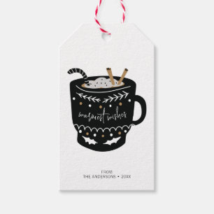 Modern Warmest Wishes Hot Cocoa Holiday Cadeaulabel