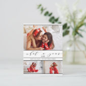 Modern Wat een jaar Wit 3 Fotocollage Feestdagenkaart (Staand voorkant)