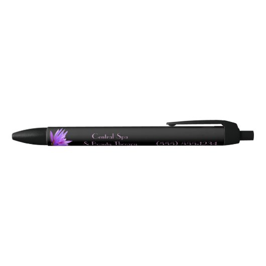Modern Water Lily Lotus Flower Spa Salon Zwarte Inkt Pen (Bovenkant)