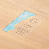 Modern Watercolor Aqua Blue Agate Wedding Acryl Uitnodigingen (Laagn)