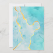 Modern Watercolor Aqua Blue Agate Wedding Kaart (Achterkant)