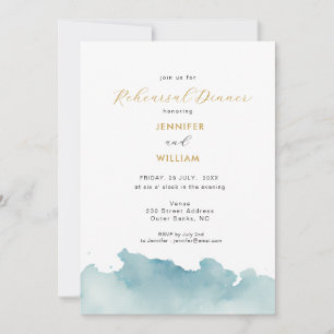 Modern Watercolor Beach wedding rehearsal dinner Aankondiging