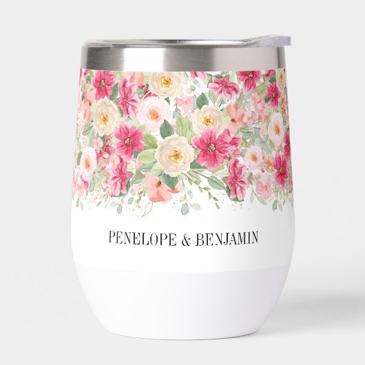 Modern Watercolor Bright Pink Floral Wedding (Gauche)